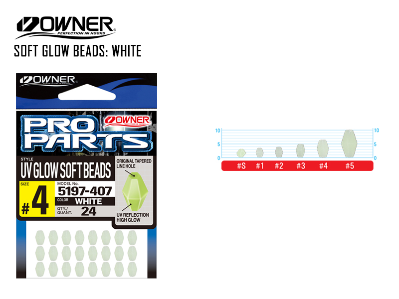 Owner 5197 Soft Glow Beads White (#S, 32pcs)